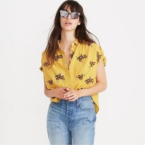 Madewell Embroidered Hilltop Shirt Retro Bouquet Clipdot Boxy Blouse Floral